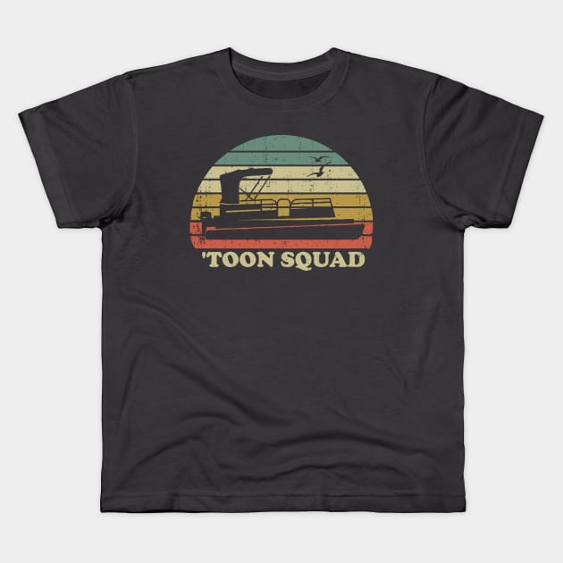 Pontoon Boat Toon Squad Vintage Retro Kids T-Shirt by Bigfinz